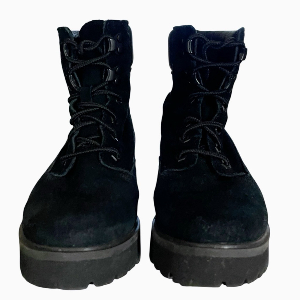 Timberland Womens Size 6.5 Carnaby Cool Lace Up Boots Block Heel Black Suede - Picture 4 of 15
